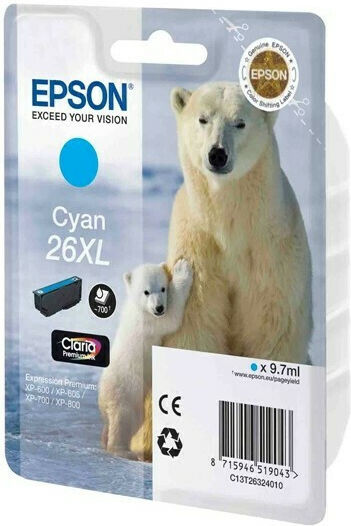 Epson 26XL Γνήσιο Μελάνι Εκτυπωτή InkJet Κυανό (C13T26324010 C13T26324012)