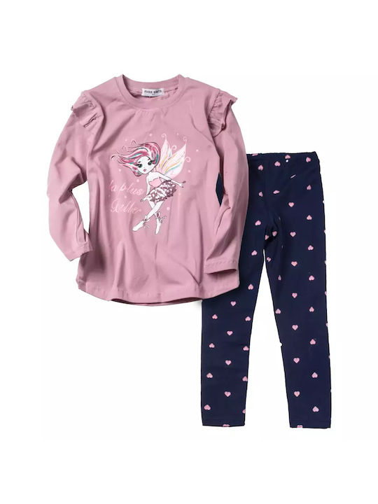 Εβίτα Kids Set with Leggings Winter 2pcs Pink