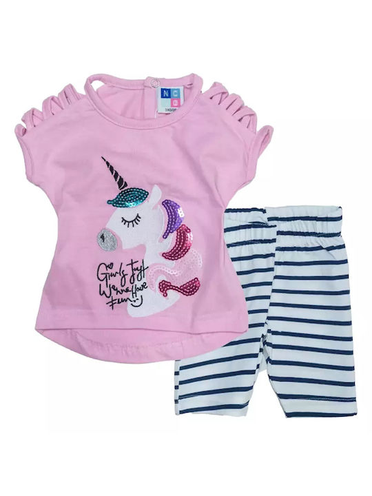 New College Kinder Set mit Shorts Sommer 2Stück Rosa