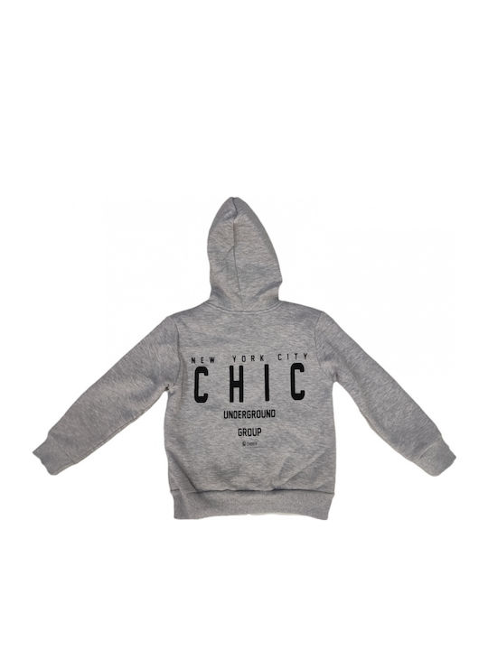Kids Sweatshirt Cardigan Cotton with Hood Gray