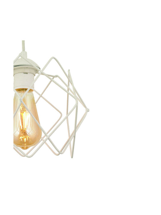 ArteLibre Mok Pendant Light White Grid with Socket E27 25cm