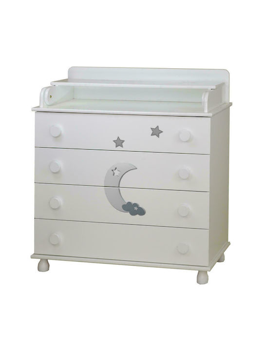 Azure Baby Dresser with 3 Drawers White 90x53x85cm