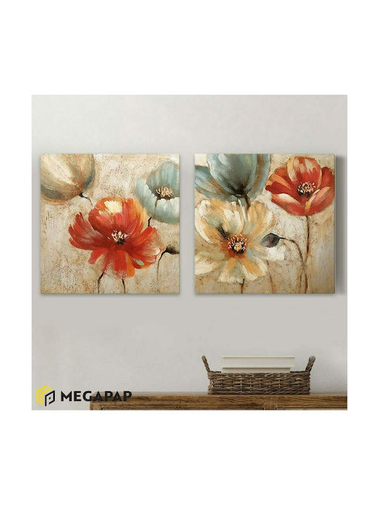 Megapap Flowers Twofold Painting on Canvas 103x50cm