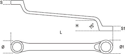 Beta Double Polygon Wrench Bent 14x15mm