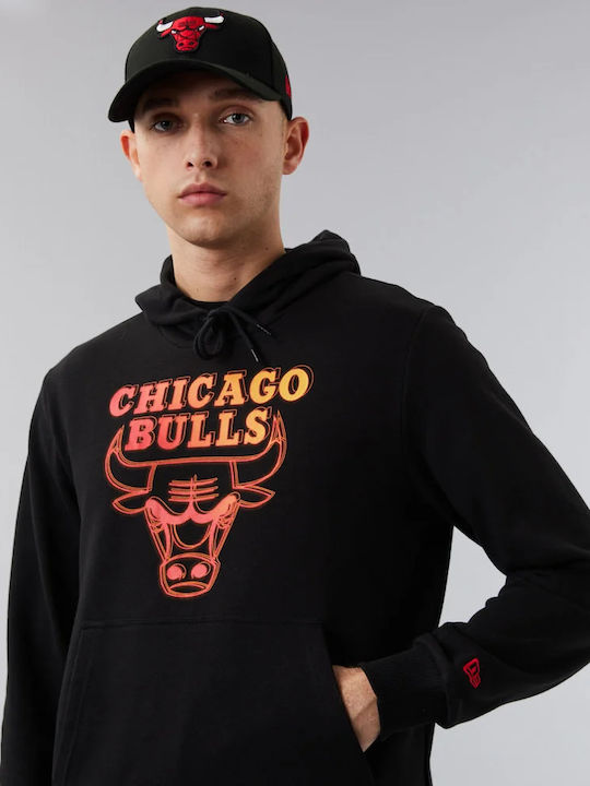 NBA Neon Fade Chicago Bulls Sweatshirt with Hood Black