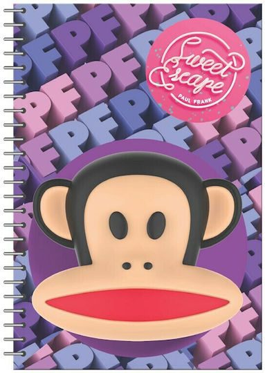 Paul Frank Spiral Notebook Ruled B5 70 Sheets 2 Subjects Sweet Escape 1pcs (Μiscellaneous Designs/Colors)