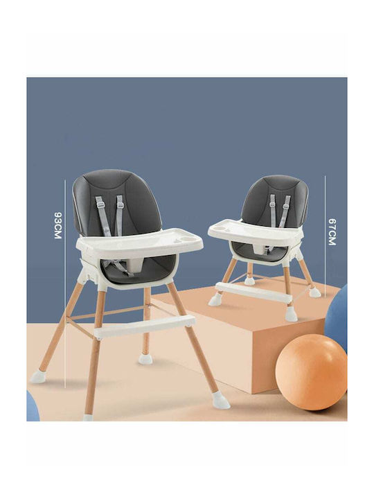 Kiddo Menu Καρεκλάκι Φαγητού 5 in 1 με Ρυθμιζόμενο Ύψος Γκρι