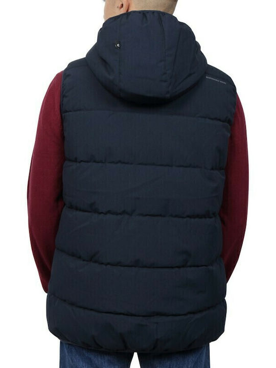 Ärmellos Jacke Puffer Wasserdicht und Winddicht Marineblau
