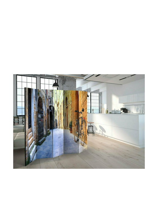 Decorative Room Divider Fabric with 5 Panels Double-Sided 225x172cm