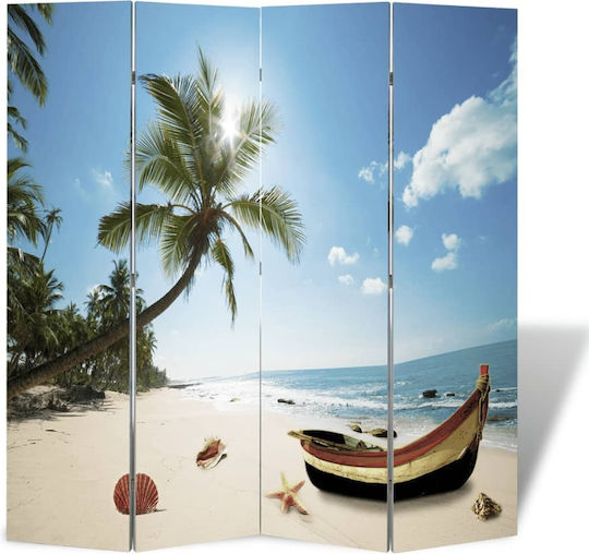 vidaXL Canvas Room Divider with 4 Panels 160x170cm