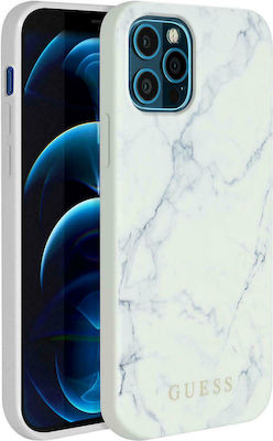 Guess Marble Plastic Back Cover White (iPhone 12 Pro Max)