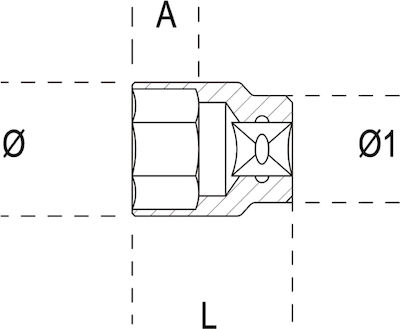 Beta Nuss Sechskant mit Vierkant-Antrieb 1/2" Durchmesser 24mm 1Stück