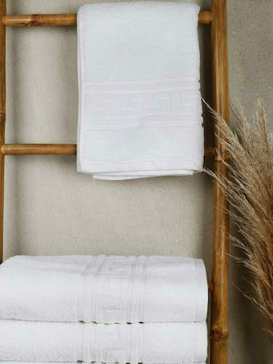 Sunshine Greek Hotel Bathroom Towel Meander 140x70 cm 500gsm White