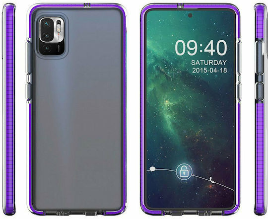 Hurtel Spring Back Cover Silicon 1mm Transparent / Turcoaz (Redmi Note 10 5G / Poco M3 Pro)