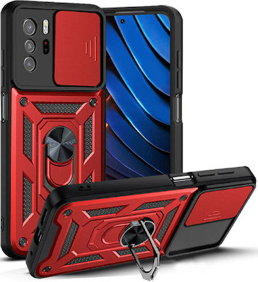 Bodycell Armor Slide Plastic Back Cover Durable Red (Poco X3 GT)