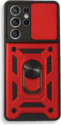 Bodycell Armor Slide Plastic Back Cover Durable Red (Galaxy S21 Ultra 5G)