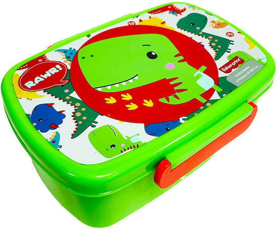 Fisher Price Micro Dinosaur Πλαστικό Παιδικό Δοχείο Φαγητού Πράσινο 17.5 x 11.5 x 5.5εκ.