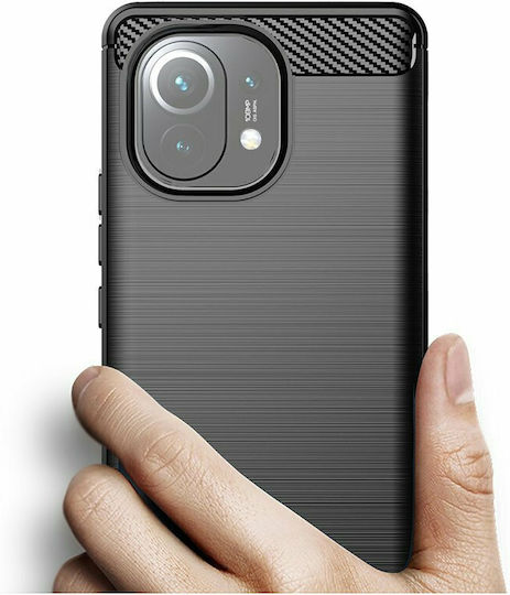 Hurtel Carbon Flexible Umschlag Rückseite Silikon Blau (Xiaomi Mi 11)