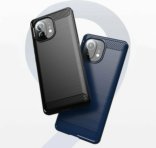 Hurtel Carbon Flexible Umschlag Rückseite Silikon Blau (Xiaomi Mi 11)