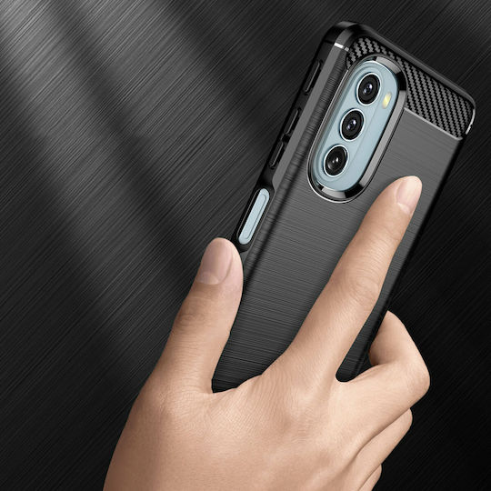 Hurtel Carbon Flexible Umschlag Rückseite Silikon Schwarz (Motorola Moto G51 5G)