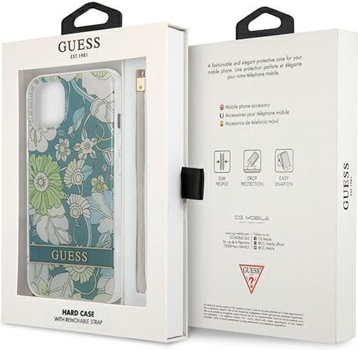 Guess Flower Strap Back Cover Πλαστικό Πράσινο (iPhone 13 mini)