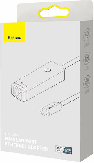 Baseus Lite Series Αντάπτορας Δικτύου USB-C με Ενσύρματη Σύνδεση Gigabit Ethernet
