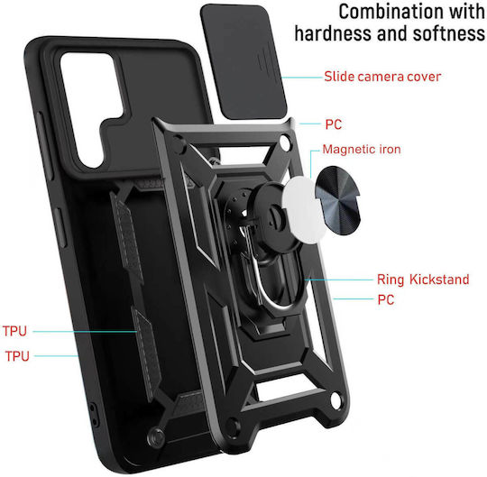 Bodycell Armor Slide Back Cover Πλαστικό Ανθεκτική Μαύρο (Galaxy A22 4G)