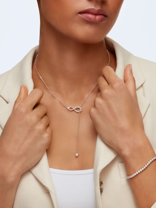 Swarovski Infinity Y Choker Άπειρο με Ροζ Επιχρύσωση