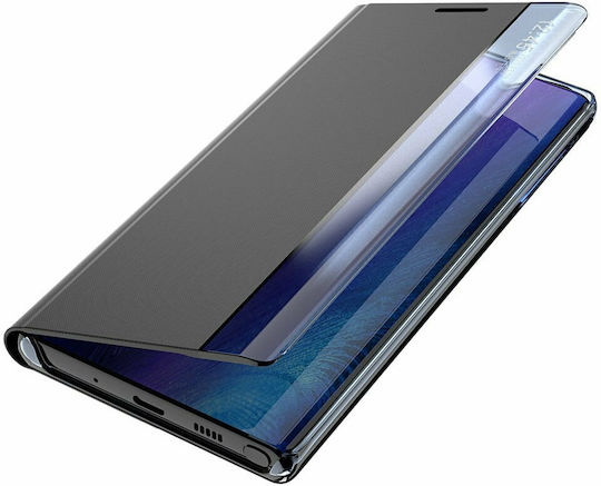 Hurtel Sleep Smart Window Book Δερματίνης Μαύρο (Galaxy S21 FE 5G)