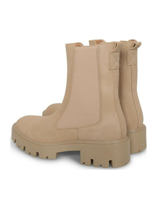 Onlbetty1 Leather Women's Chelsea Boots with Medium Heel Camel