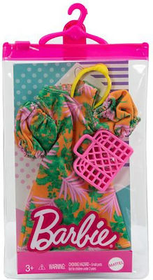 Barbie Tropical Dress With Off-Shoulder Puffy Sleeves Clothes for Dolls for 3++ Years