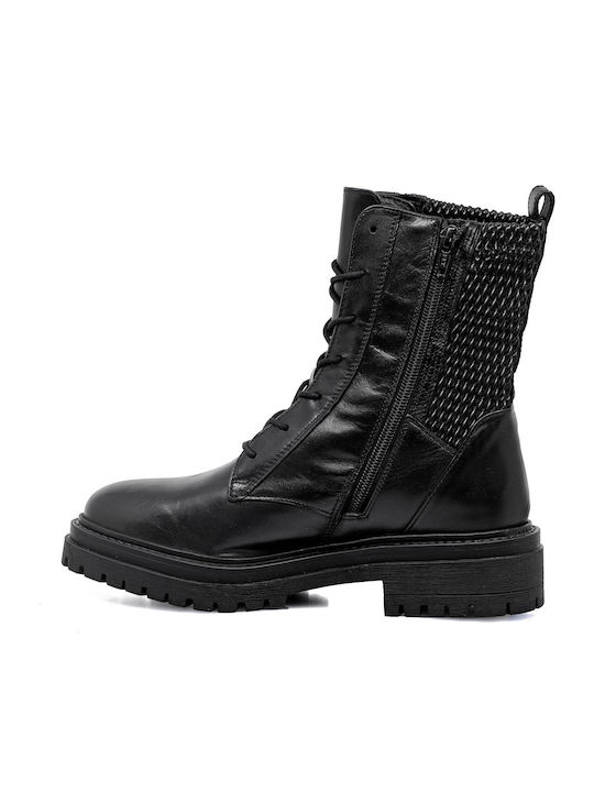 D Iridea Leather Women's Ankle Boots Black