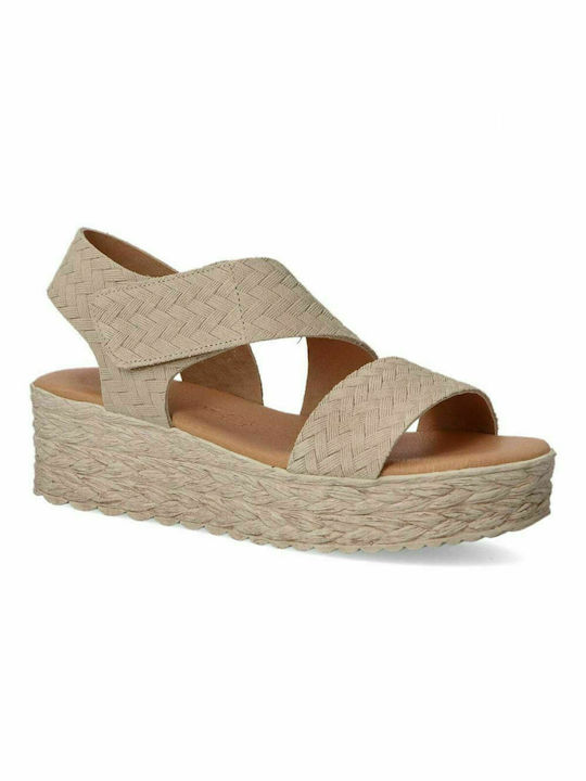 Eva Frutos Women's Leather Platform Shoes Beige