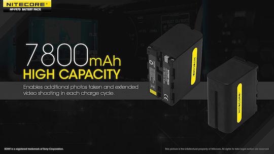 NiteCore Μπαταρия за фотоапарат NP-F970 Литиево-йонни (Li-Ion) 7800mAh Съвместима с Sony