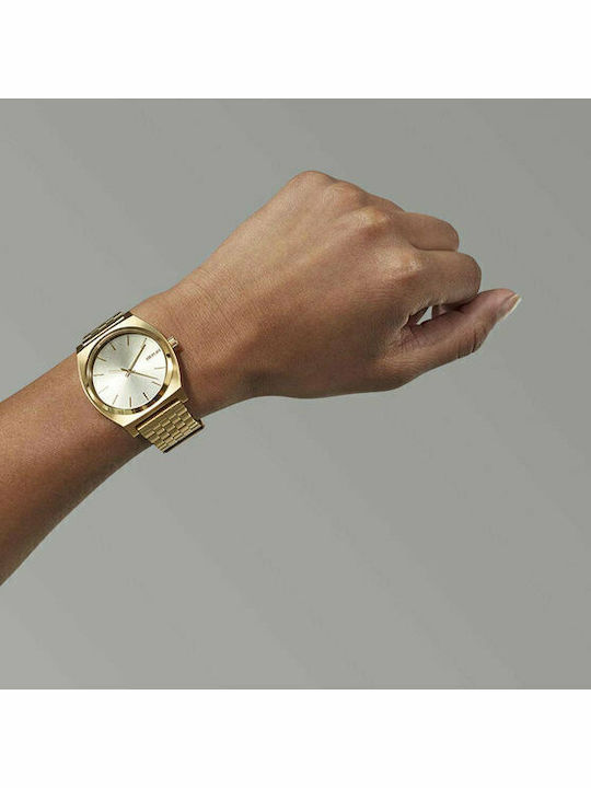 Nixon Time Teller Ανδρικό Ρολόι 37mm Μπαταρίας με Χρυσό Μεταλλικό Μπρασελέ