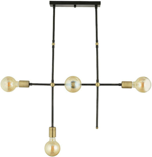 ArteLibre Lu Deckenleuchte Schwarz Für 4 Lampenbirnensockel E27 78cm