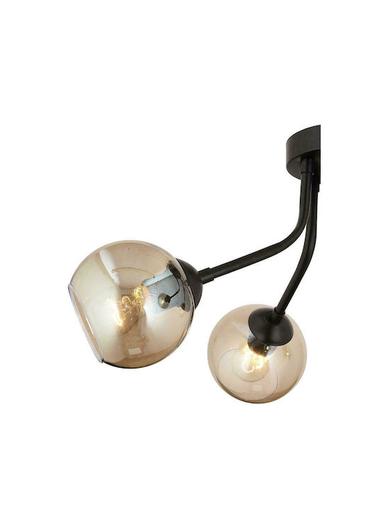 ArteLibre Dav Pendant Light Black Ball for 4 Bulbs E27