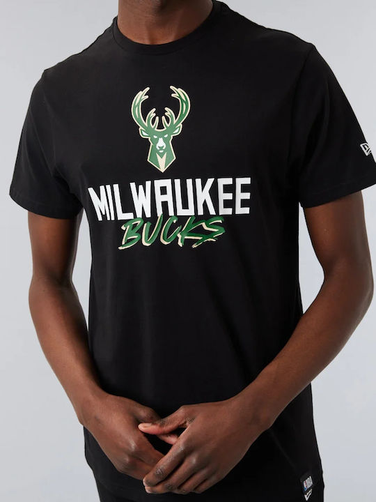 New Era NBA Script Αθλητικό Ανδρικό T-shirt Μαύρο με Στάμπα