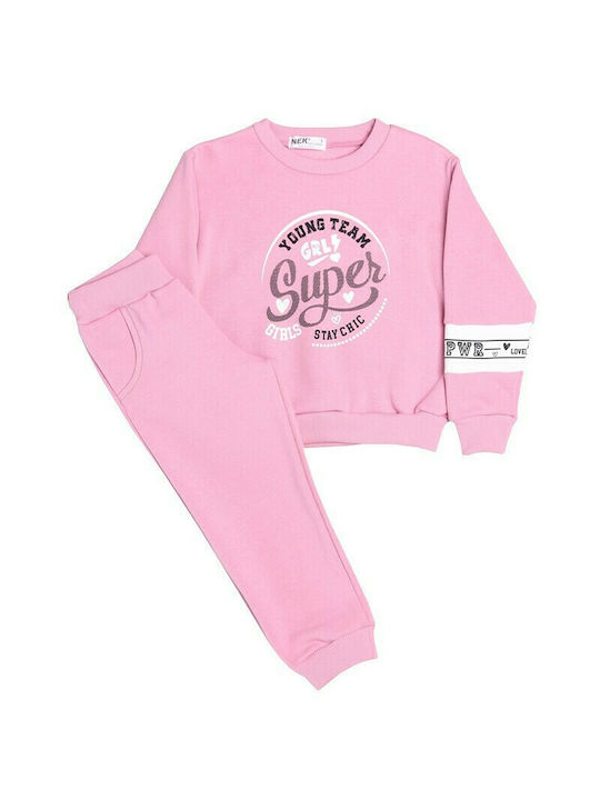 Nek Kids Wear Kinder Sweatpants Set - Jogginganzug Rosa 2Stück