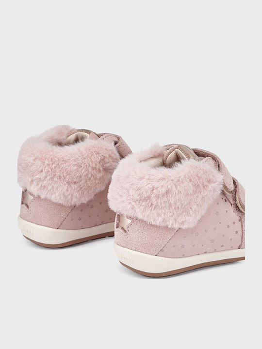 Suede Kinderstiefeletten mit Klettverschluss Rosa