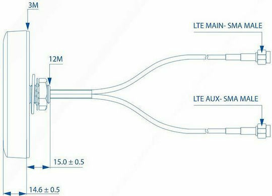 Teltonika PR1KCL25 Εσωτερική Κεραία 4G Sectorial 2.5dBi με σύνδεση SMA