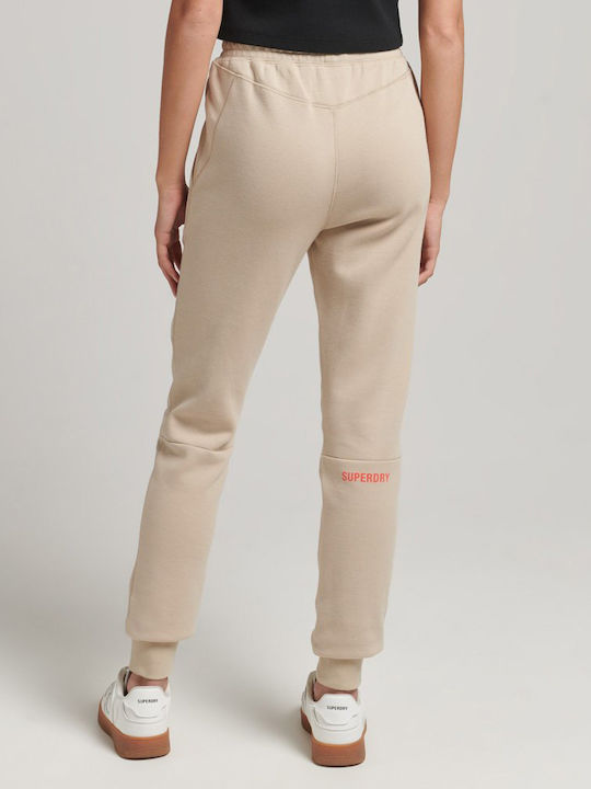 Superdry Code Tech Hohe Taille Damen-Sweatpants Jogger Beige