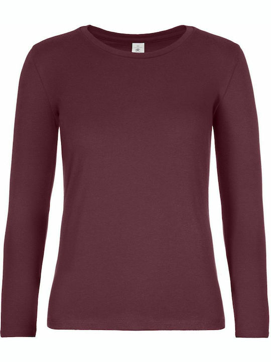 B&C Women's Long Sleeve Promotional T-Shirt Burgundy