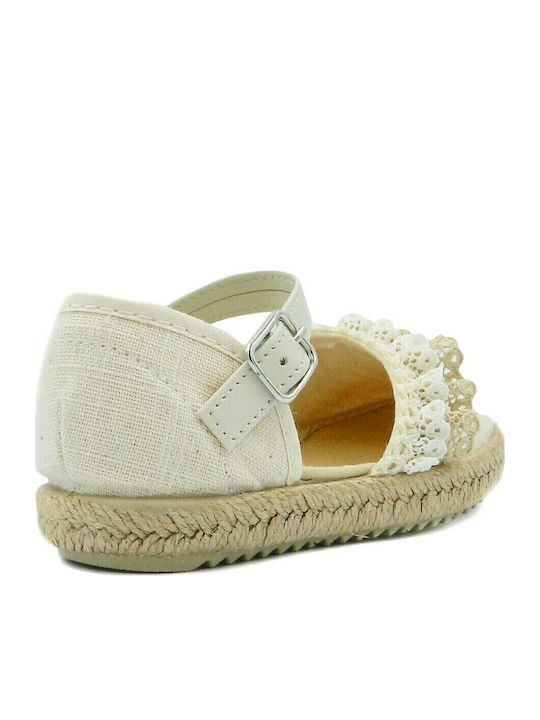 Kids Espradrilles with Adjustable Metal Clasp Beige