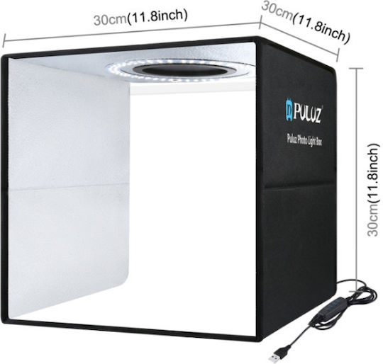 Puluz 03017LPZ00BK Photo Box Lighted with Multiple Backrounds 30x30x30cm
