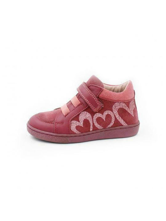 Arties Kids Suede Boots with Hoop & Loop Closure Burgundy