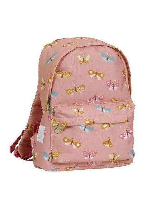 A Little Lovely Company Butterflies School Bag Backpack Kindergarten Pink with Water Bottle Holder 5.5Liters