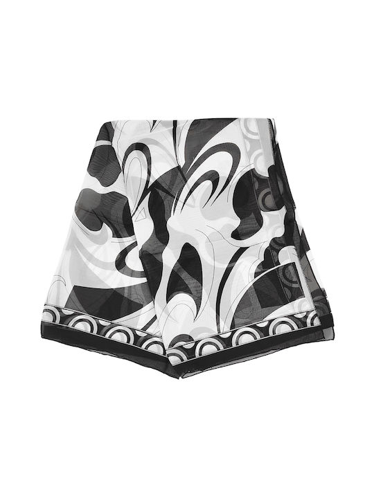 Pareo Sarong Skirt for the beach White-Black in Abstract pattern