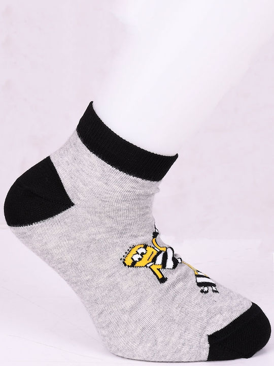 Like socks with minnions designs 1 pair Grey