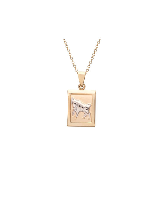 Zodiac sign bull necklace in yellow gold K14 CP2758